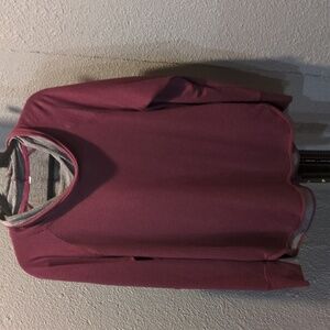 Burgundy lightweight pullover with thumb holes
